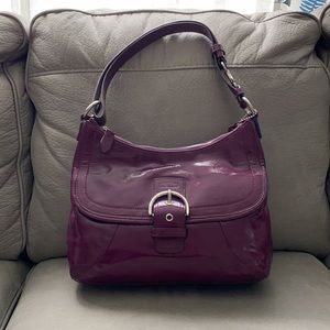 Coach Patent Leather Handbag with Large Flap Ring